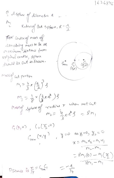 A Sphere Of Diameter R Is Cut From A Sphere Of Radius R Such That The