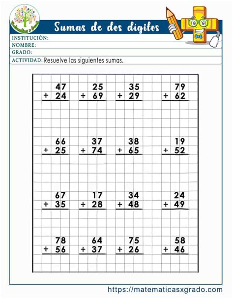 Sumas de dos cifras llevando para niños