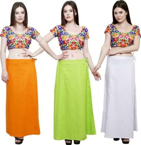 Buy PISTAA Women Multicolor Solid Cotton Blend Pack Of 3 Petticoats