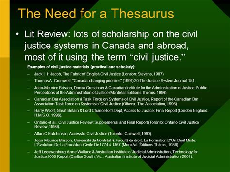 A Thesaurus Of Canadian Civil Justice Terminology Michael Lines