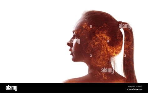 passion energy emotional anxiety woman fire flames Stock Photo - Alamy