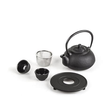 Piece Japanese Cast Iron Pot Tea Set Black W Trivet Oz S