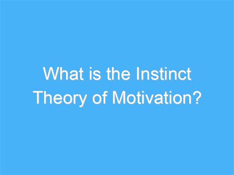 What is the Instinct Theory of Motivation? - A.B. Motivation