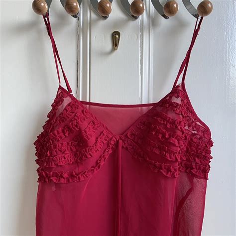 Red Sheer Dress Lingerie With Frilly Details On The Depop