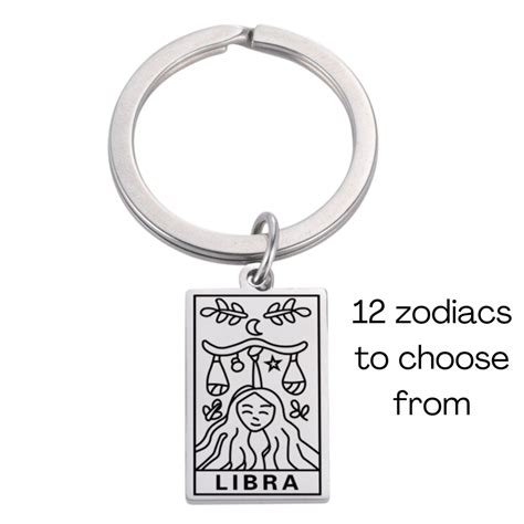 Zodiac Keychains Silver Libra Zodiac Keyring Horoscope Keychain Star