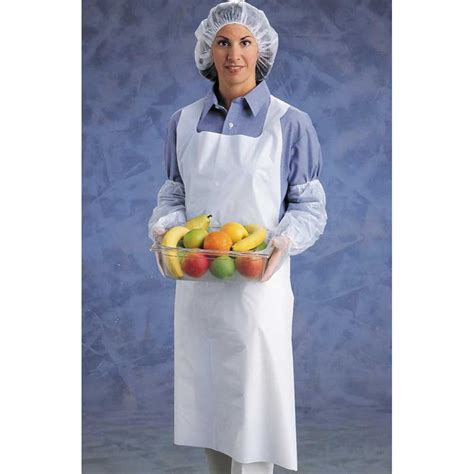 White Disposable Aprons Poly 15 Mil 46” X 28” Ansell 56 210