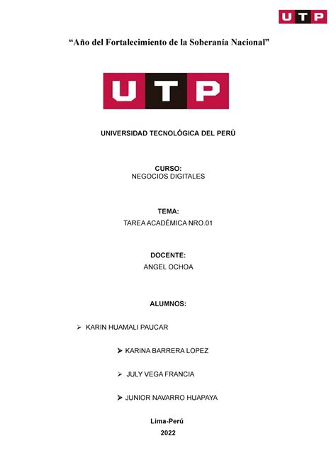 Grupo 4 TA1 3 ENTREGA DE LA TAREA ACADEMICA UNIVERSIDAD