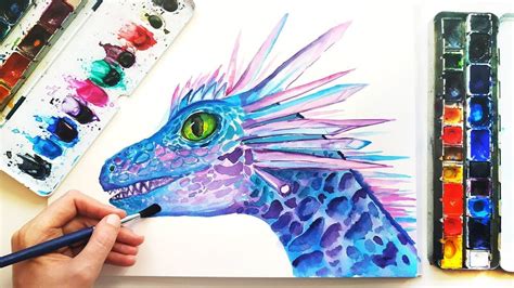 Watercolor Dragon Speedpaint Fantasy Illustration Painting