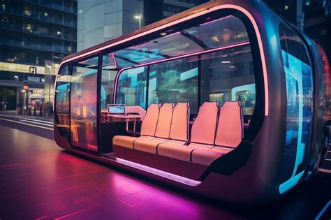 Premium Photo Futuristic Bus Stop With Passenger Seats In Row Under