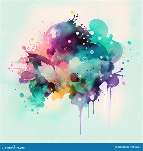 Grande Aquarelle Tache Multicolore Isol E Fond Blanc Illustration Stock