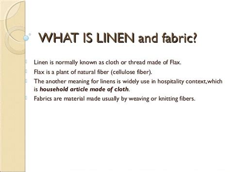 Linen And Fabric Handling