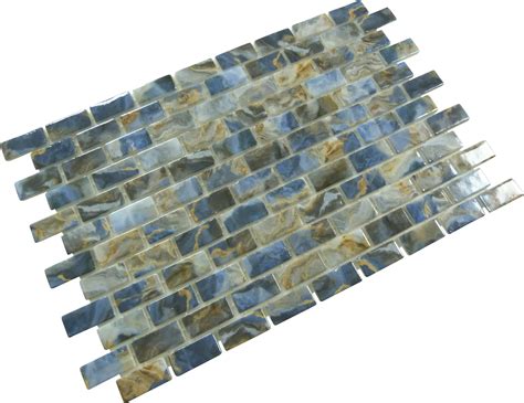 Subway Vogue Monte Carlo Blue 1x2 Glossy Glass Tile Oasis Tile