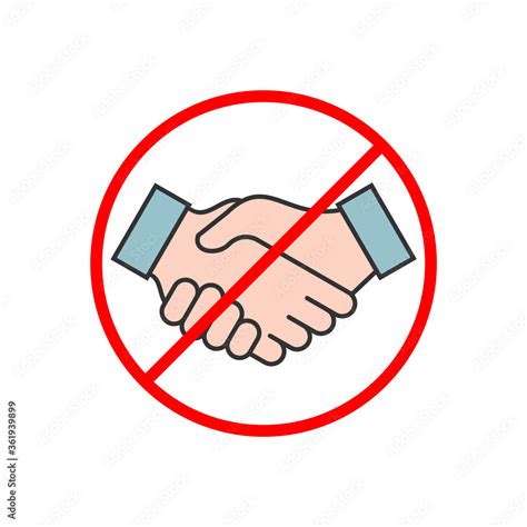 No handshake color icon. New normal at workplace. No deal or corrupted ...