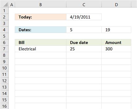 Bill reminder in excel