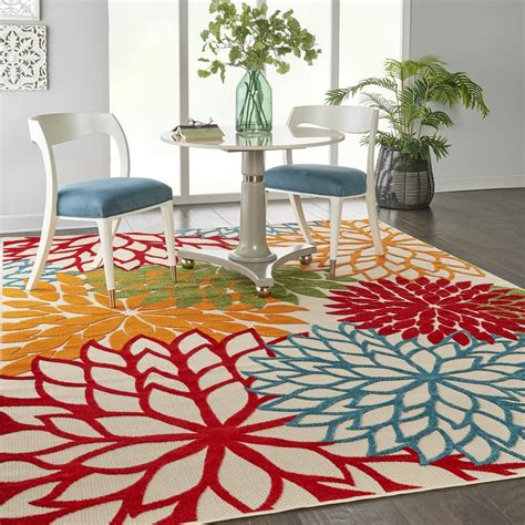 Walmart Indoor/Outdoor Tropical Oasis Area Rug, Green/Orange/Blue, 9'6 ...