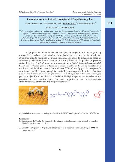 Pdf Composici N Y Actividad Biol Gica Del Prop Leo Argelino