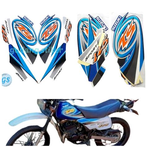 Jual STIKER STRIPING LIS BODY MOTOR SUZUKI TS 125 WARNA BIRU PUTIH