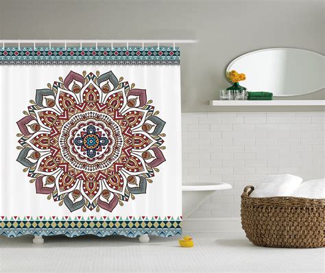 Indian Traditional Mandala Medallion Bathroom Decorations Fabric Shower