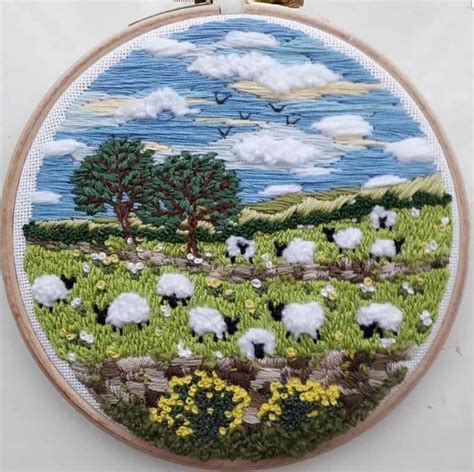 Farm Scenery Embroidery Ideas Sewing Embroidery Designs Embroidery Wall Art Hand Embroidery Art