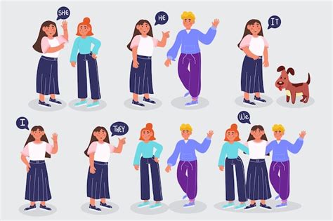 Premium Vector English Subject Pronouns Illustration