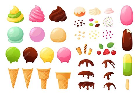 Premium Vector Create Your Own Ice Cream Sundae Constructor With