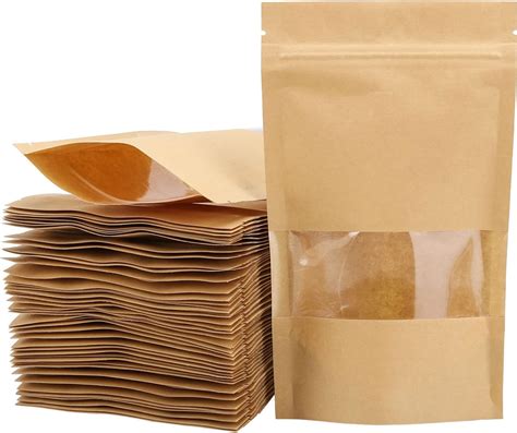 Awepackage 12 Lb8 Oz Kraft Tin Tie Paper Bag With Window