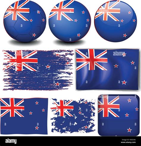 New Zealand flag in different designs illustration Stock Vector Image ...