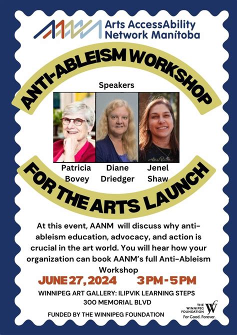 Anti-Ableism Workshop for the Arts Launch - Arts AccessAbility Network Manitoba