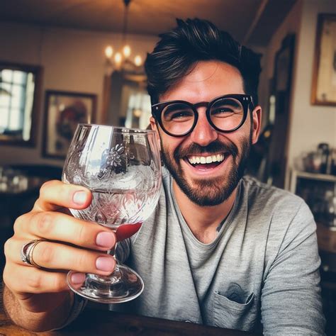 Premium AI Image A Man Holding A Glass With A Drink In It