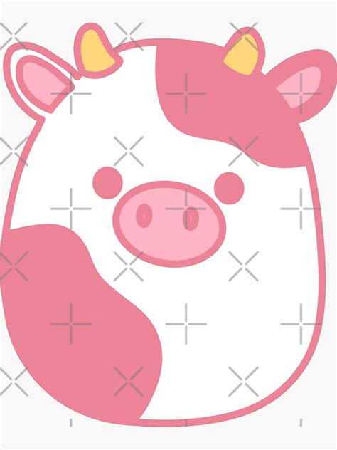 Strawberry Cow Squishmallow Sticker For Sale By Jocelynakemi Redbubble