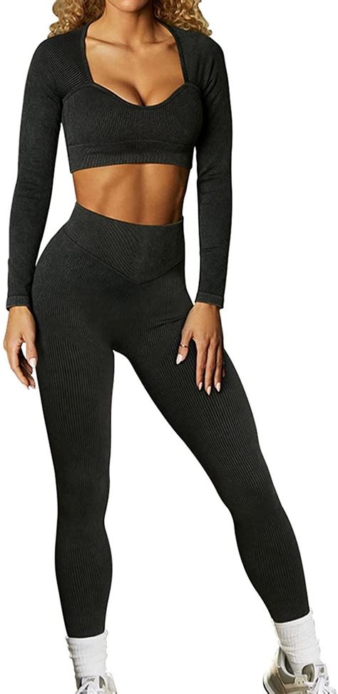 Oeak Damen Sportanz Ge Jogginganzug Sport Sets Hosen Und Sport Crop Top