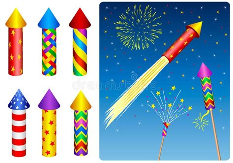 Firecracker, Fireworks, Rocket Stock Vector - Illustration of striped ...