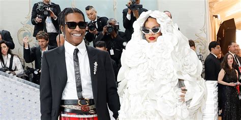 Rihanna Makes A Statement In White Florals Alongside A AP Rocky At Met