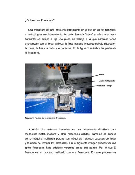 Informe De Maquina Fresadora PDF