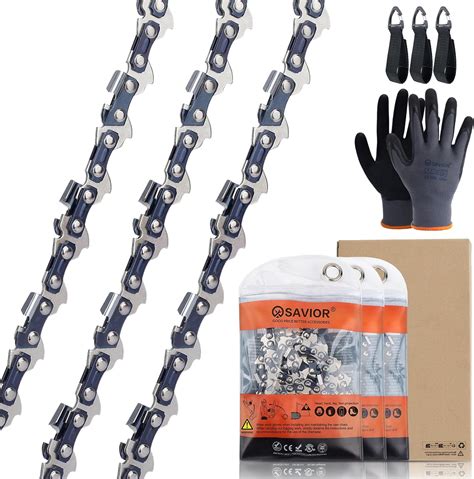 Savior 3pcs 16 Inch Chainsaw Chain 3 8 Lp Pitch 050 Gauge 56 Drive Links For Echo