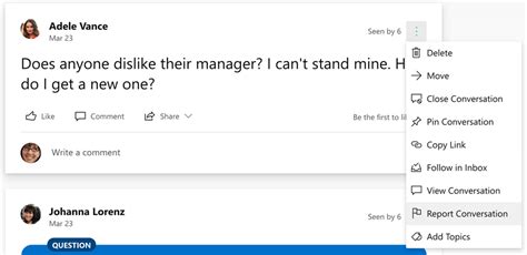 Report A Yammer Conversation Overview Yammer Microsoft Learn