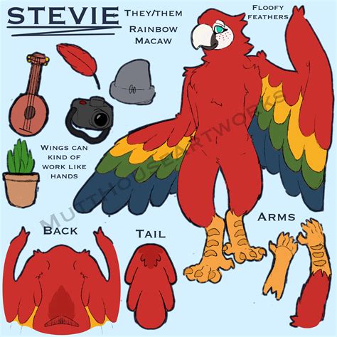 Fursona Adoptable Original Anthro Furry Oc Character Parrot Bird