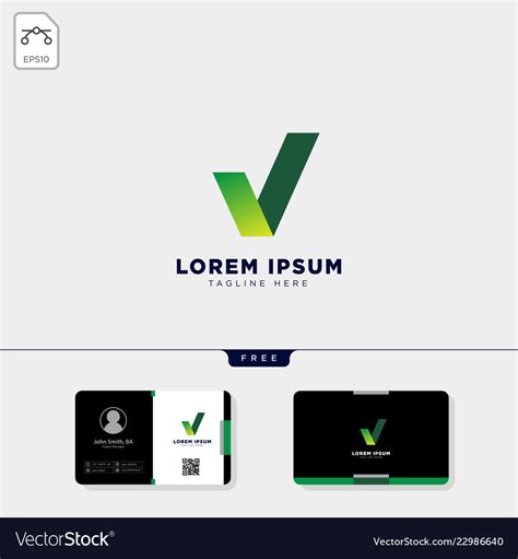 Green check logo template get free business card Vector Image