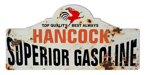 Distressed Hancock Motor Oil Laser Cut Out Reproduction Metal Sign