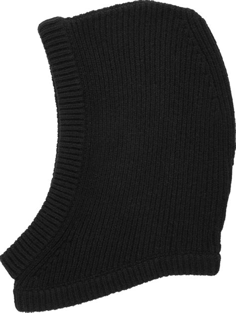 Rick Owens Black Ribbed Knit Hood Hat Inc Style