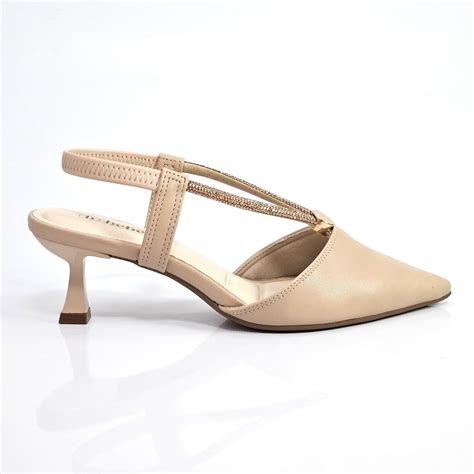 Scarpin Slingback Bebecê Salto Taça Nude Bege
