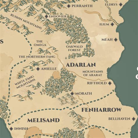 Green Throne of Glass Map: Erilea Fantasy World Poster (digital
