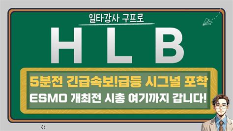 Hlb 주가전망 Hlb 5분전 긴급속보급등 시그널 포착 Esmo 개최전 시총 여기까지 갑니다 에이치엘비 Hlb 긴급대응