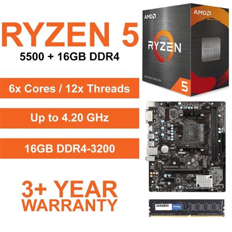 AMD Ryzen 5 5500 MSI B450M A PRO MAX II Motherboard 16GB DDR4 3200