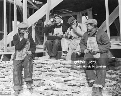 construction workers lunch restaurant stock  high res