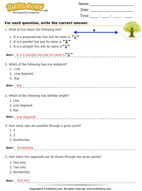 Identify Ray Line Or Line Segment Worksheet Turtle Diary