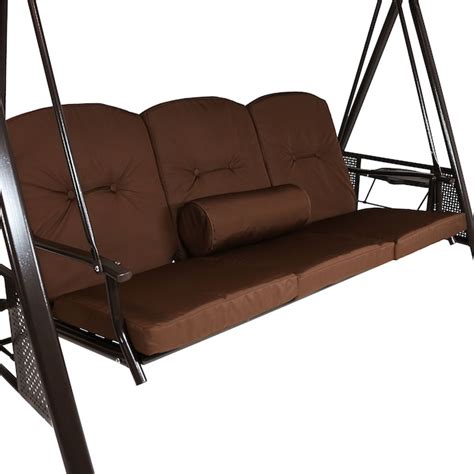 Sunnydaze Decor 3 Person Brown Steel Outdoor Swing Lr 826 At