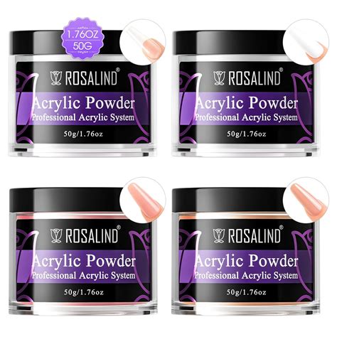 Amazon ROSALIND Acrylic Powder Set 4 1 76oz Clear Nude Acrylic Nail Powder White Pink
