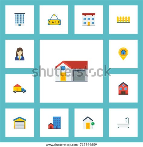 Flat Icons Buildings Real Estate Choice And Other Vector Elements