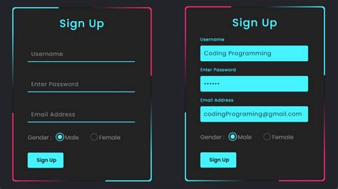 How To Make Animated SignUp Form Using HTML CSS Only Create